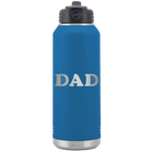 Laser etched royal blue 32 oz vacuum insulated water bottle with 'Volleyball Dad' design
