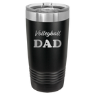 Laser etched black 20 oz vacuum insulated tumbler with 'Volleyball Dad2' design