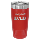 Laser etched red 20 oz vacuum insulated tumbler with 'Volleyball Dad2' design