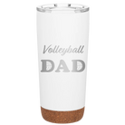 Laser etched white 20 oz vacuum insulated tumbler with 'Volleyball Dad2' design