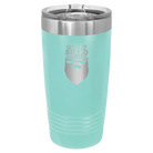 Laser etched teal 20 oz vacuum insulated tumbler with 'With Great Beard Comes Great Responsibility' design