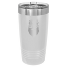 Laser etched white 20 oz vacuum insulated tumbler with 'With Great Beard Comes Great Responsibility' design