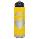 Laser etched yellow 20 oz vacuum insulated water bottle with 'With Great Beard Comes Great Responsibility' design
