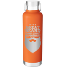 Laser etched orange 24 oz vacuum insulated water bottle with 'With Great Beard Comes Great Responsibility' design