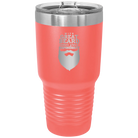 Laser etched coral 30 oz vacuum insulated tumbler with 'With Great Beard Comes Great Responsibility' design