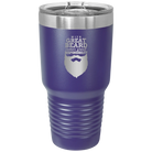 Laser etched purple 30 oz vacuum insulated tumbler with 'With Great Beard Comes Great Responsibility' design