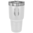 Laser etched white 30 oz vacuum insulated tumbler with 'With Great Beard Comes Great Responsibility' design