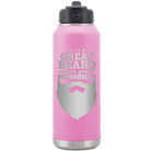 Laser etched light purple 32 oz vacuum insulated water bottle with 'With Great Beard Comes Great Responsibility' design