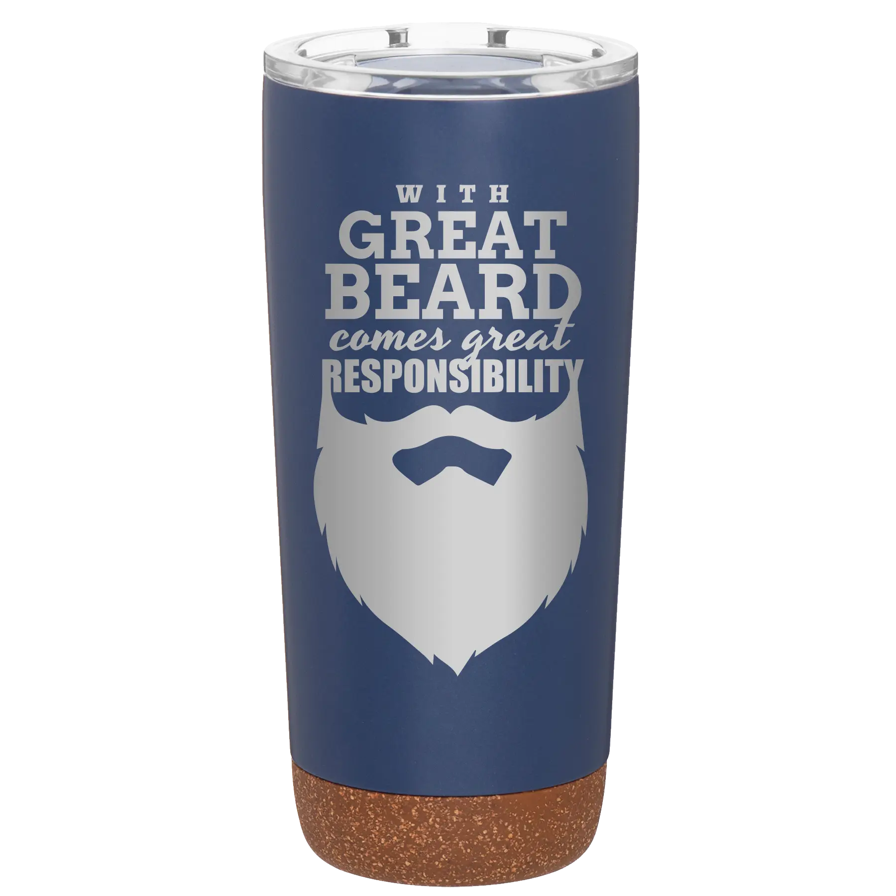 Laser etched constellation 20 oz vacuum insulated tumbler with 'With Great Beard Comes Great Responsibility' design