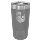 Laser etched dark gray 20 oz vacuum insulated tumbler with 'Weirdo with a Beardo' design