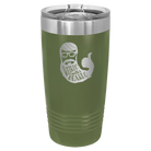 Laser etched olive green 20 oz vacuum insulated tumbler with 'Weirdo with a Beardo' design