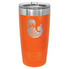 Laser etched orange 20 oz vacuum insulated tumbler with 'Weirdo with a Beardo' design