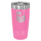 Laser etched pink 20 oz vacuum insulated tumbler with 'Weirdo with a Beardo' design