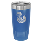 Laser etched royal blue 20 oz vacuum insulated tumbler with 'Weirdo with a Beardo' design