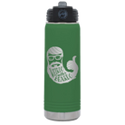 Laser etched green 20 oz vacuum insulated water bottle with 'Weirdo with a Beardo' design
