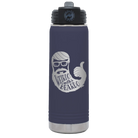 Laser etched navy 20 oz vacuum insulated water bottle with 'Weirdo with a Beardo' design