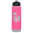 Laser etched pink 20 oz vacuum insulated water bottle with 'Weirdo with a Beardo' design