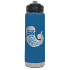 Laser etched royal blue 20 oz vacuum insulated water bottle with 'Weirdo with a Beardo' design
