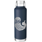 Laser etched navy 24 oz vacuum insulated water bottle with 'Weirdo with a Beardo' design