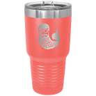 Laser etched coral 30 oz vacuum insulated tumbler with 'Weirdo with a Beardo' design