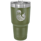 Laser etched olive green 30 oz vacuum insulated tumbler with 'Weirdo with a Beardo' design