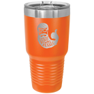 Laser etched orange 30 oz vacuum insulated tumbler with 'Weirdo with a Beardo' design