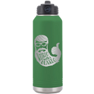 Laser etched green 32 oz vacuum insulated water bottle with 'Weirdo with a Beardo' design