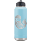 Laser etched light blue 32 oz vacuum insulated water bottle with 'Weirdo with a Beardo' design