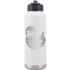 Laser etched white 32 oz vacuum insulated water bottle with 'Weirdo with a Beardo' design