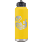Laser etched yellow 32 oz vacuum insulated water bottle with 'Weirdo with a Beardo' design