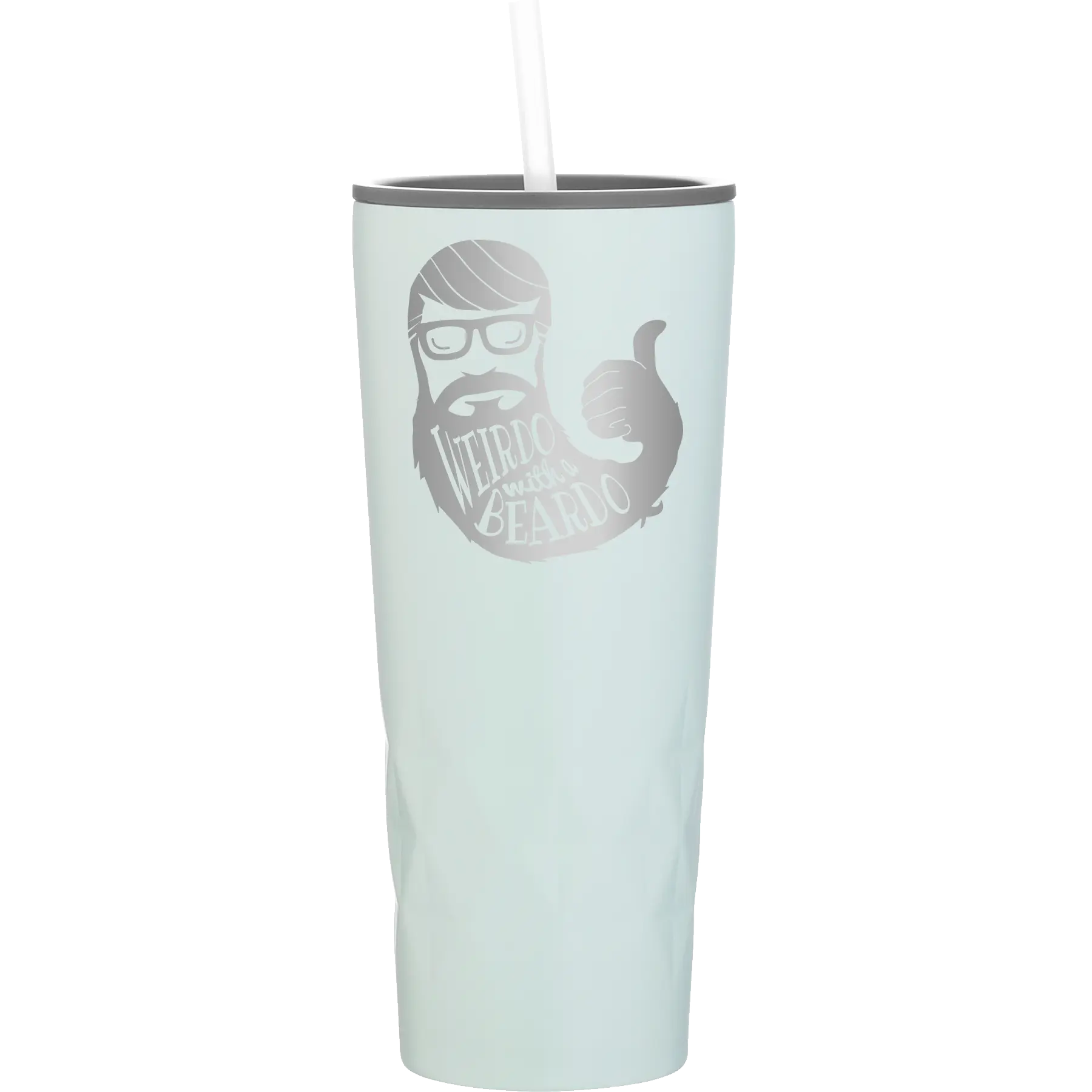 Laser etched meadow 20 oz vacuum insulated tumbler with 'Weirdo with a Beardo' design