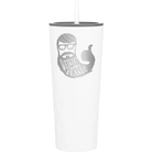 Laser etched white 20 oz vacuum insulated tumbler with 'Weirdo with a Beardo' design