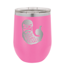 Laser etched pink 12 oz vacuum insulated wine cup with 'Weirdo with a Beardo' design
