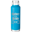 Laser etched aqua 24 oz vacuum insulated water bottle with 'Father of the Bride' design