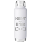 Laser etched white 24 oz vacuum insulated water bottle with 'Father of the Bride' design