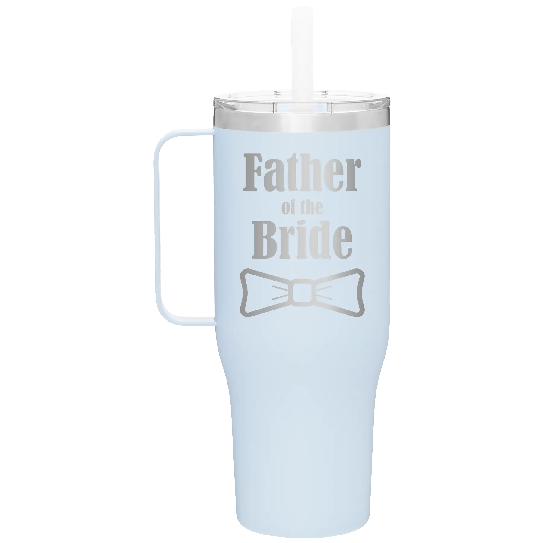 Laser etched landfall 40 oz vacuum insulated tumbler mug with 'Father of the Bride' design