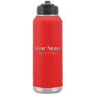 Personalized red 32 oz vacuum insulated water bottle with 'Groom Squad' design