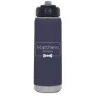 Personalized navy 20 oz vacuum insulated water bottle with 'Groom' design
