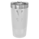 Personalized white 20 oz vacuum insulated tumbler with 'Groomsman with tux' design