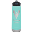Personalized teal 20 oz vacuum insulated water bottle with 'Groomsman with tux' design