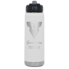 Personalized white 20 oz vacuum insulated water bottle with 'Groomsman with tux' design