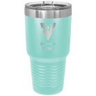 Personalized teal 30 oz vacuum insulated tumbler with 'Groomsman with tux' design