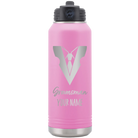 Personalized light purple 32 oz vacuum insulated water bottle with 'Groomsman with tux' design