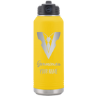 Personalized yellow 32 oz vacuum insulated water bottle with 'Groomsman with tux' design