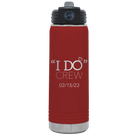 Personalized maroon 20 oz vacuum insulated water bottle with 'I do Crew Date' design
