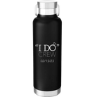 Personalized black 24 oz vacuum insulated water bottle with 'I do Crew Date' design