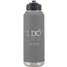 Personalized dark gray 32 oz vacuum insulated water bottle with 'I do Crew Date' design