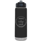 Personalized black 20 oz vacuum insulated water bottle with 'Name and Date' design
