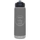 Personalized dark gray 20 oz vacuum insulated water bottle with 'Name and Date' design