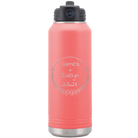Personalized coral 32 oz vacuum insulated water bottle with 'Name and Date' design